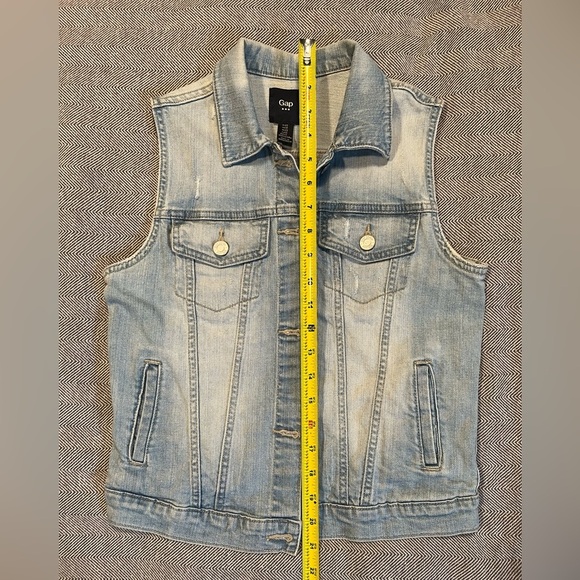 GAP Faded Blue Denim Vest XS - Picture 3 of 7